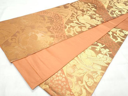 平和屋着物◎六通柄袋帯　花鳥唐草文　金糸　正絹　逸品　CAAY7808fb