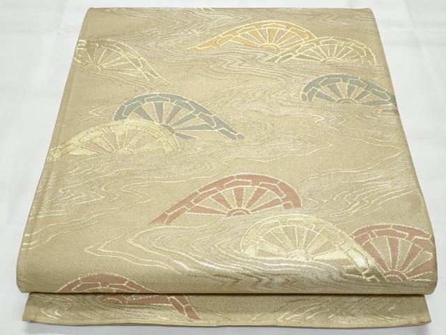 平和屋着物◎西陣　六通柄袋帯　流水片輪車　金糸　証紙付き　正絹　逸品　未使用　CAAY7848fb