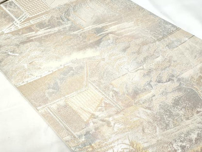 平和屋着物◎六通柄袋帯　京洛錦　風景文　金銀糸　二重引箔　正絹　逸品　CAAY7851fb