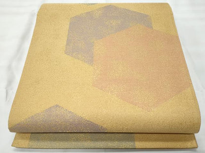 平和屋着物◎全通柄袋帯　亀甲重ね文　金糸　正絹　逸品　CAAY7853fb