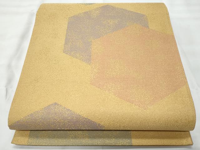 平和屋着物◎全通柄袋帯　亀甲重ね文　金糸　正絹　逸品　CAAY7853fb