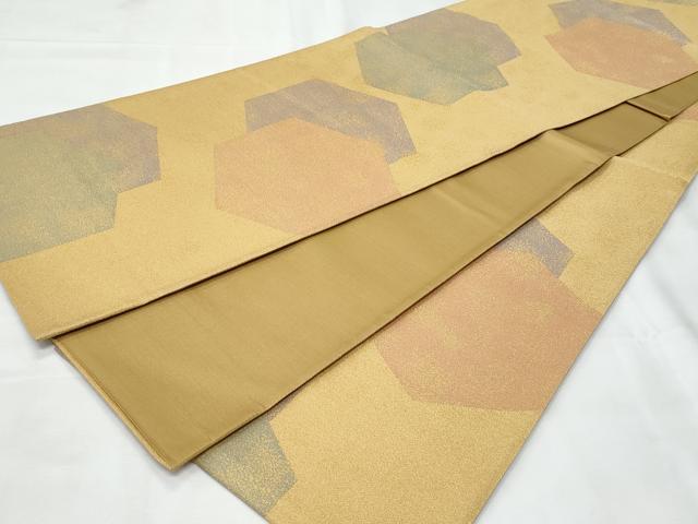 平和屋着物◎全通柄袋帯　亀甲重ね文　金糸　正絹　逸品　CAAY7853fb