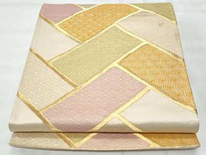 平和屋着物◎六通柄袋帯　檜垣吉祥文　金糸　正絹　逸品　CAAY7854fb