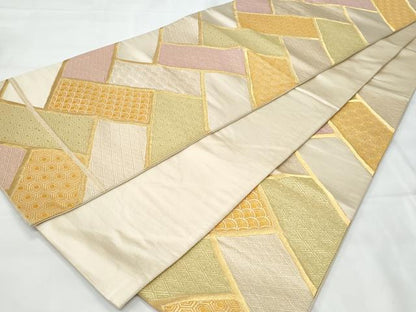 平和屋着物◎六通柄袋帯　檜垣吉祥文　金糸　正絹　逸品　CAAY7854fb