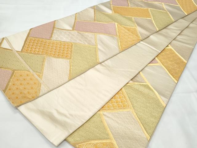 平和屋着物◎六通柄袋帯　檜垣吉祥文　金糸　正絹　逸品　CAAY7854fb