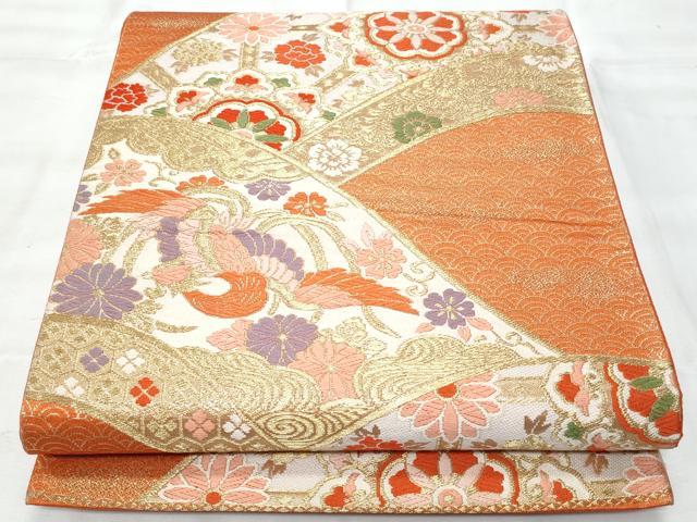 平和屋着物◎六通柄袋帯　唐織　正倉院花鳥文　金糸　正絹　逸品　CAAY7860fb