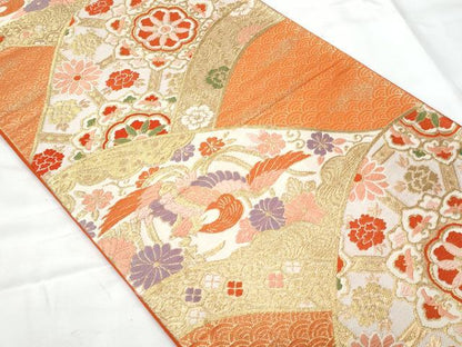 平和屋着物◎六通柄袋帯　唐織　正倉院花鳥文　金糸　正絹　逸品　CAAY7860fb