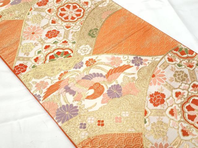 平和屋着物◎六通柄袋帯　唐織　正倉院花鳥文　金糸　正絹　逸品　CAAY7860fb