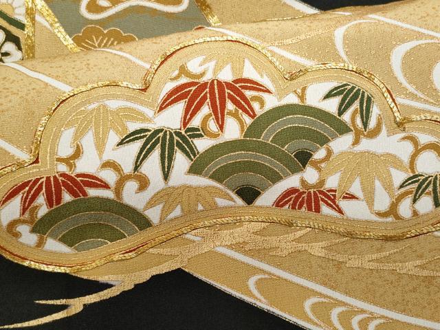 平和屋着物■豪華黒留袖　駒刺繍　笹の葉吉祥花文　金彩　正絹　逸品　CAAY7913fb
