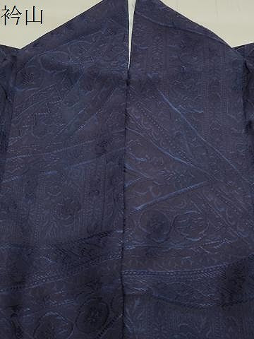 平和屋着物●上質な小紋 地紋起こし 本藍 更紗花唐草文 正絹 逸品 CAAY8037gh