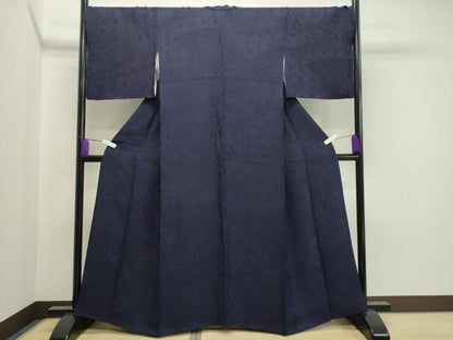 平和屋着物●上質な小紋 地紋起こし 本藍 更紗花唐草文 正絹 逸品 CAAY8037gh