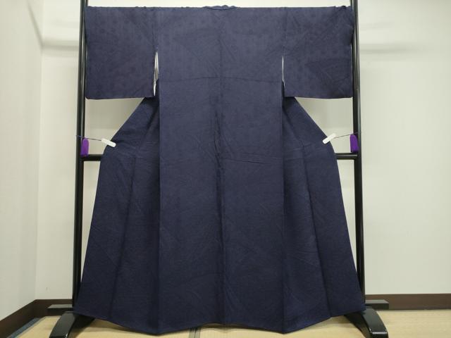 平和屋着物●上質な小紋 地紋起こし 本藍 更紗花唐草文 正絹 逸品 CAAY8037gh