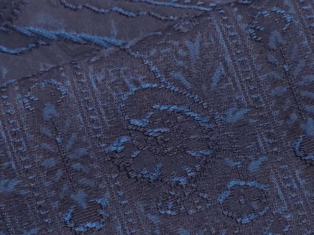 平和屋着物●上質な小紋 地紋起こし 本藍 更紗花唐草文 正絹 逸品 CAAY8037gh