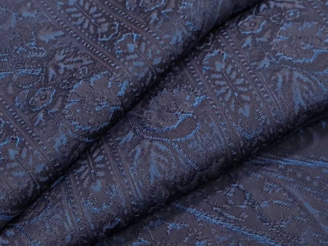 平和屋着物●上質な小紋 地紋起こし 本藍 更紗花唐草文 正絹 逸品 CAAY8037gh