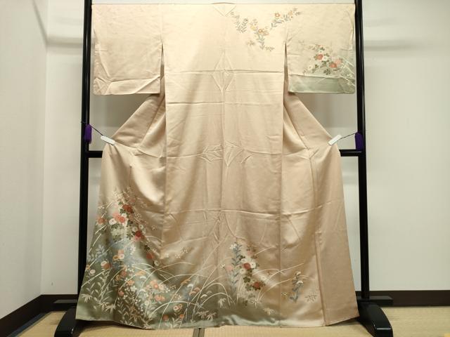 平和屋着物●訪問着　草花文　暈し染め　金彩　正絹　逸品　CAAY8039gh