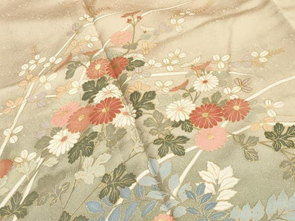 平和屋着物●訪問着　草花文　暈し染め　金彩　正絹　逸品　CAAY8039gh