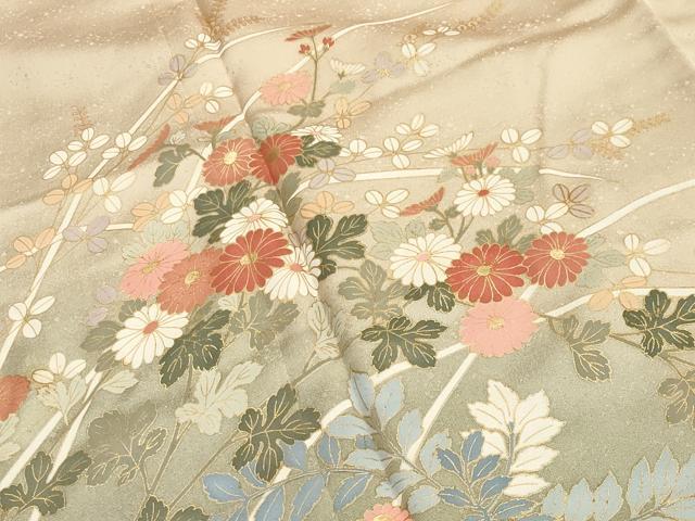 平和屋着物●訪問着　草花文　暈し染め　金彩　正絹　逸品　CAAY8039gh