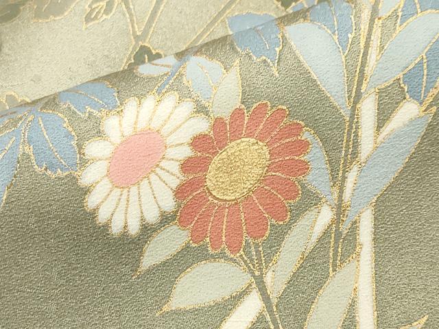 平和屋着物●訪問着　草花文　暈し染め　金彩　正絹　逸品　CAAY8039gh