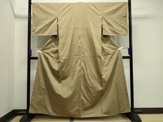 平和屋着物●上質なお召　縞　正絹　逸品　未使用　CAAY8045gh