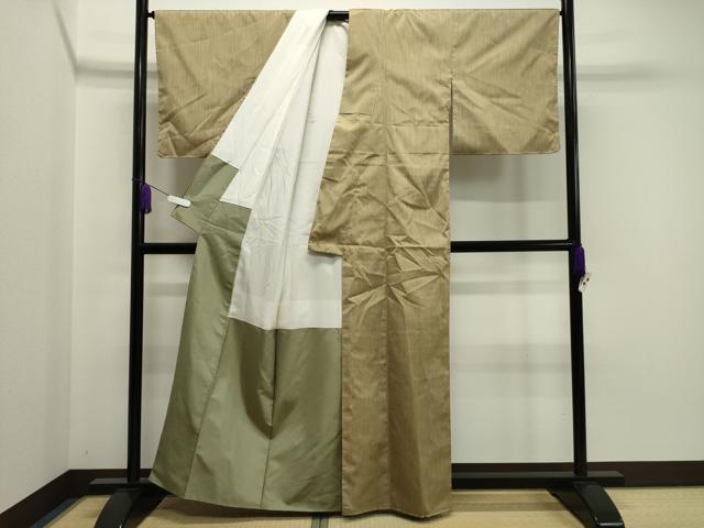平和屋着物●上質なお召　縞　正絹　逸品　未使用　CAAY8045gh