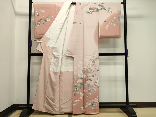 平和屋着物●訪問着　友禅　作家物　枝花文　暈し染め　正絹　逸品　CAAY8059gh