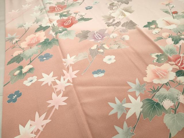 平和屋着物●訪問着　友禅　作家物　枝花文　暈し染め　正絹　逸品　CAAY8059gh