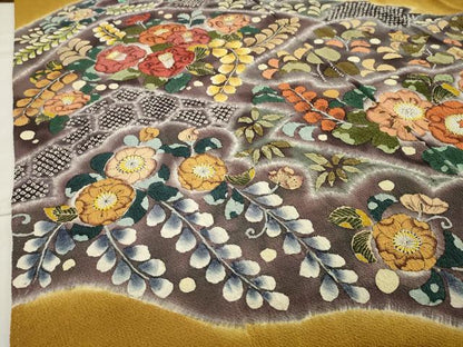 平和屋着物●訪問着　作家物　辻が花　暈し染め　鬼しぼ縮緬　ロング丈　正絹　逸品　CAAY8068gh