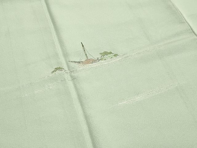 平和屋着物●色留訪問着　総刺繍　草木舟文　金銀糸　正絹　逸品　CAAY8071gh