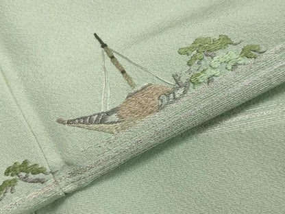 平和屋着物●色留訪問着　総刺繍　草木舟文　金銀糸　正絹　逸品　CAAY8071gh