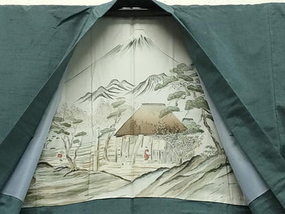 平和屋着物●男性　紬　アンサンブル　霞文　正絹　逸品　CAAY8076gh