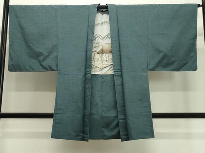 平和屋着物●男性　紬　アンサンブル　霞文　正絹　逸品　CAAY8076gh