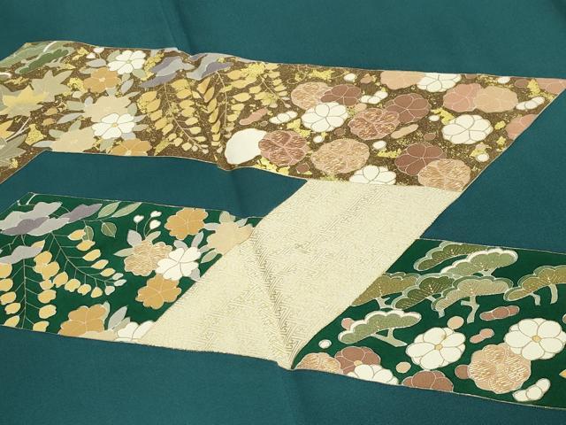 平和屋着物●訪問着　刺繍　梅松花文　金彩　正絹　逸品　CAAY8091gh