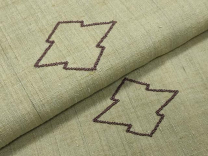 平和屋着物●中国三大刺繍　相良刺繍　総刺繍　色留訪問着　紬地　松皮菱文　正絹　逸品　CAAY8093gh