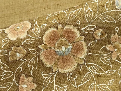 平和屋着物●訪問着　紬地　手描き　更紗花唐草文　金彩　西武百貨店扱い　正絹　逸品　CAAY8094gh