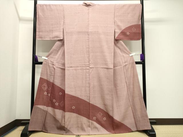 平和屋着物●訪問着 生紬地 絞り 菱花文 正絹 逸品 未使用 CAAY8101gh