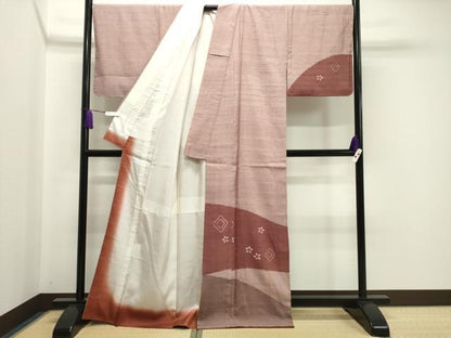 平和屋着物●訪問着 生紬地 絞り 菱花文 正絹 逸品 未使用 CAAY8101gh