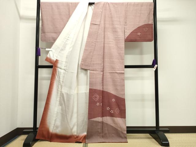 平和屋着物●訪問着 生紬地 絞り 菱花文 正絹 逸品 未使用 CAAY8101gh