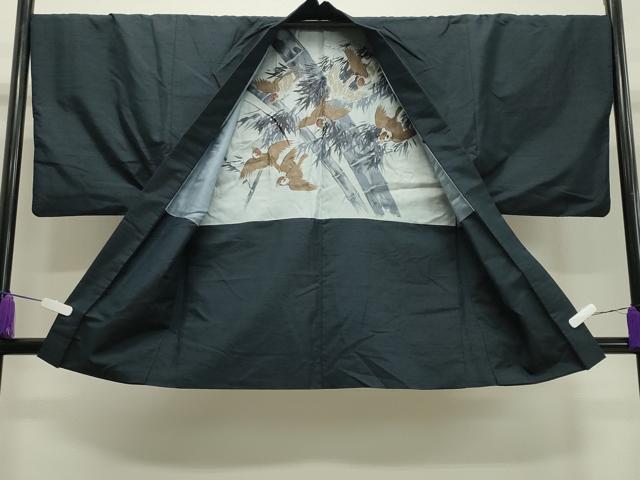 平和屋着物●男性　紬　アンサンブル　霞文　褐返色　正絹　逸品　CAAY8106gh