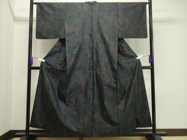 平和屋着物●本場大島紬 菱吉祥花文 正絹 逸品 CAAY8113gh