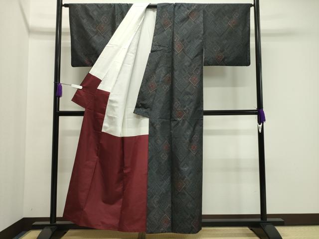 平和屋着物●本場大島紬 菱吉祥花文 正絹 逸品 CAAY8113gh