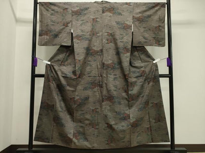 平和屋着物●本場大島紬　9マルキ　雲重ね風景文　正絹　逸品　CAAY8114gh