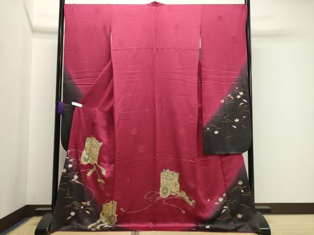 平和屋着物●豪華振袖　御所車吹き寄せ文　暈し染め　金銀彩　正絹　逸品　CAAY8121gh