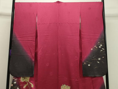 平和屋着物●豪華振袖　御所車吹き寄せ文　暈し染め　金銀彩　正絹　逸品　CAAY8121gh