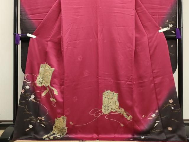 平和屋着物●豪華振袖　御所車吹き寄せ文　暈し染め　金銀彩　正絹　逸品　CAAY8121gh