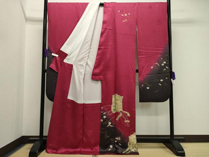 平和屋着物●豪華振袖　御所車吹き寄せ文　暈し染め　金銀彩　正絹　逸品　CAAY8121gh