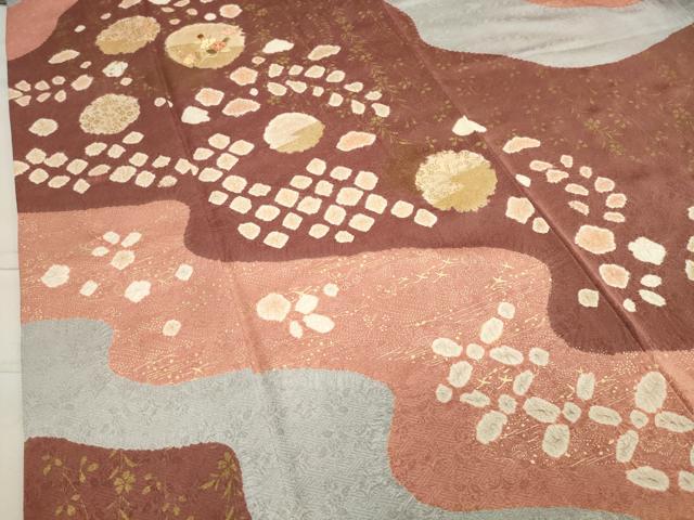 平和屋着物●訪問着 絞り 刺繍 雪輪花文 金彩 正絹 逸品 CAAY8126gh