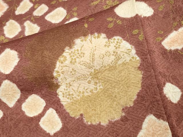 平和屋着物●訪問着 絞り 刺繍 雪輪花文 金彩 正絹 逸品 CAAY8126gh