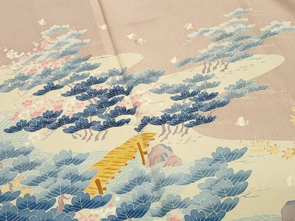 平和屋着物●本加賀友禅作家　大村洋子　色留袖　千鳥　浜松文　正絹　逸品　CAAY8131gh