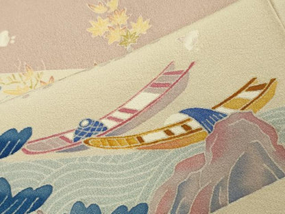 平和屋着物●本加賀友禅作家　大村洋子　色留袖　千鳥　浜松文　正絹　逸品　CAAY8131gh