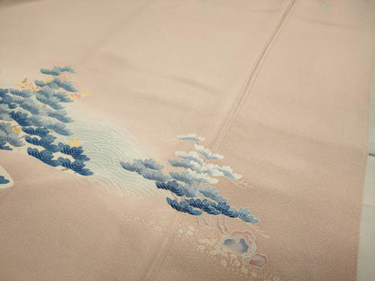 平和屋着物●本加賀友禅作家　大村洋子　色留袖　千鳥　浜松文　正絹　逸品　CAAY8131gh